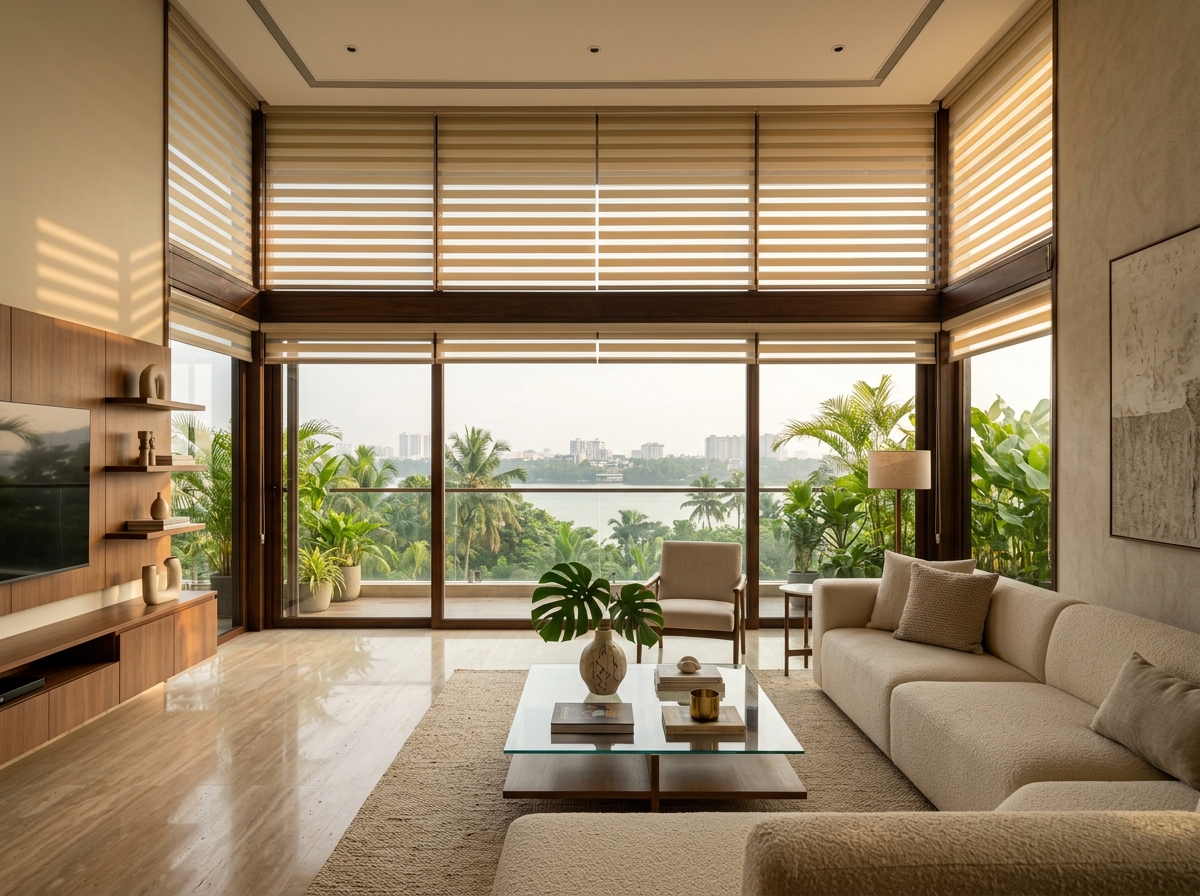 Motorized Horizon Dual-Sheer Zebra Blinds